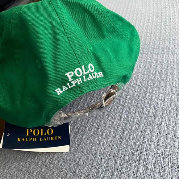 Polo Ralph Lauren Bear Chino Hat - Green - NEW - Baseball Cap Leather Strap - Picture 6 of 6